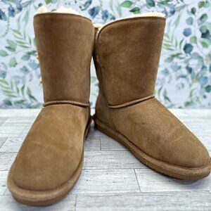 BEARPAW Abigail Women's Hickory Suede Sheepskin Wool Lined Boots Winter Size 10M